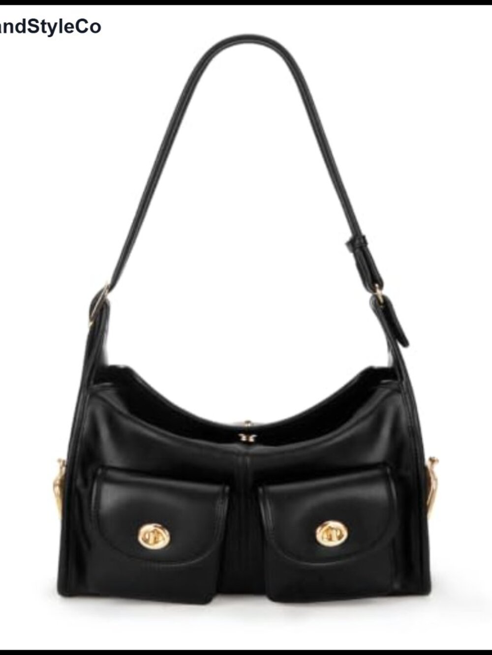 Faux Leather Multi-Pocket Turn Lock Hobo Shoulder Bag for Women